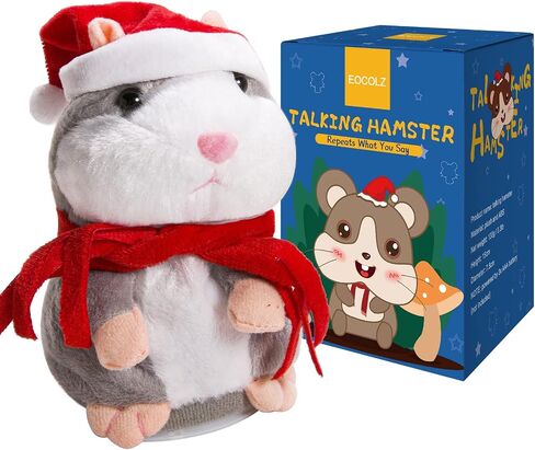 Eocolz Talking Hamster Repeats What You Say Mimicry Pet Plush Buddy Electronic Mouse Interactive Toy Funny Kids Stuffed Toys Children Early Learning for Girl and Boy (Brown) in Kuwait