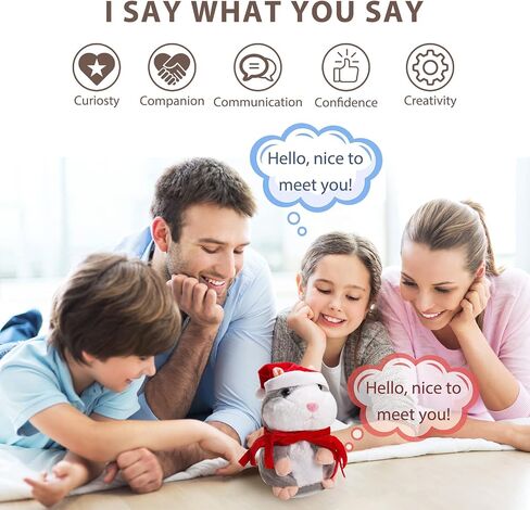 Eocolz Talking Hamster Repeats What You Say Mimicry Pet Plush Buddy Electronic Mouse Interactive Toy Funny Kids Stuffed Toys Children Early Learning for Girl and Boy (Brown) in Kuwait