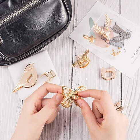 PH PandaHall 6 Sets Alloy Twist Bag Lock Golden Purse Turn Lock Alloy Purse Twist Lock Cat Oval Bag Turn Buckles Purse Catch Clasps for Leathercraft Accessory DIY Shoulder Bag Handbag Purse Making in Kuwait