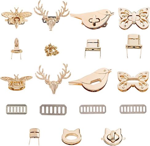 PH PandaHall 6 Sets Alloy Twist Bag Lock Golden Purse Turn Lock Alloy Purse Twist Lock Cat Oval Bag Turn Buckles Purse Catch Clasps for Leathercraft Accessory DIY Shoulder Bag Handbag Purse Making in Kuwait