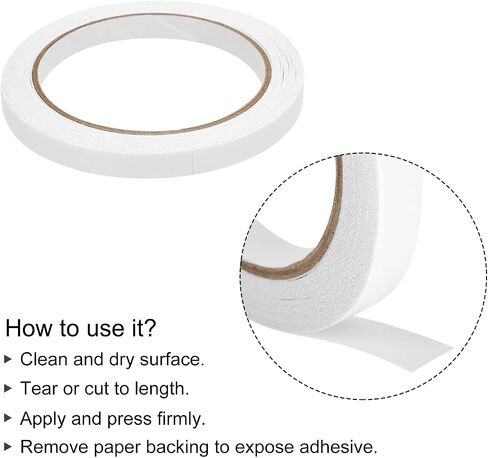 MECCANIXITY Double-Sided Tape 1/2 Inch x 22 Yards for Arts, Crafts, Photography, Scrapbooking, Tear-by-Hand, Paper Backing, Pack of 3 in Kuwait