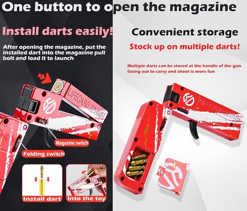 Life Card Toy Pistol Foldable Blaster Transforming Toys Shooting Gun Darts Guns Set for 5 6 7 8 Year Old Boys Gift Gold Line in Kuwait