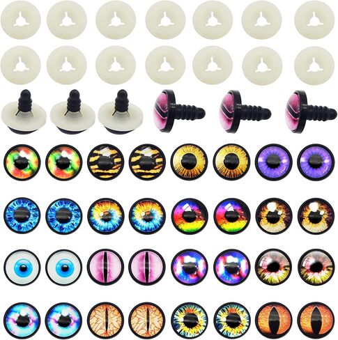 16 زوجًا من عيون السلامة الكبيرة مقاس 14 مم و16 مم من JJGQAZ لعيون الحيوانات المحشوة من أميجورومي وعيون كروشيه مصنوعة يدويًا من الدمى والدب ومستلزمات صناعة الدمى (14 مم) in Kuwait