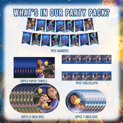 Wish Party Supplies, Tableware Plates and Napkins Tablecloth Banner Birthday Party Decoration in Kuwait