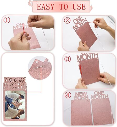 لافتة صور عيد ميلاد الطفل الأول من Newmemo للفتيات، لافتة صور عيد ميلاد الطفل الأول من حديثي الولادة إلى 12 شهرًا، لون ذهبي وردي، علامة بارزة شهرية، جارلاند سفاري الغابة، ديكور عيد ميلاد الطفل in Kuwait