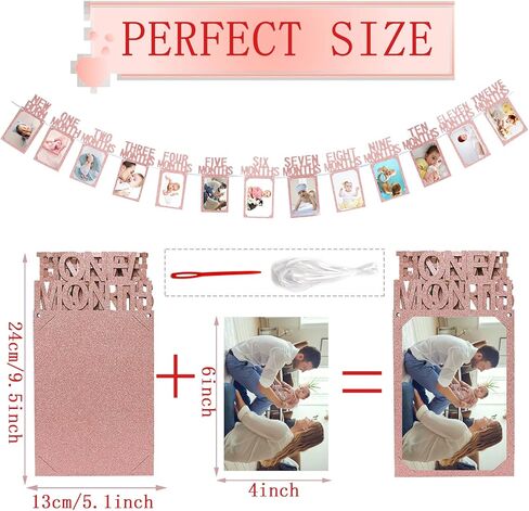 لافتة صور عيد ميلاد الطفل الأول من Newmemo للفتيات، لافتة صور عيد ميلاد الطفل الأول من حديثي الولادة إلى 12 شهرًا، لون ذهبي وردي، علامة بارزة شهرية، جارلاند سفاري الغابة، ديكور عيد ميلاد الطفل in Kuwait