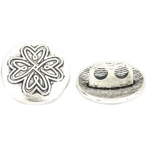 10PC Metal Sewing Shank Buttons, Antiqued Copper Spray Painted Blue Flower Pattern Round Button 15mm(5/8")