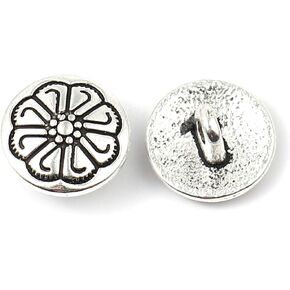 10PC Metal Sewing Shank Buttons, Antiqued Copper Spray Painted Blue Flower Pattern Round Button 15mm(5/8") in Kuwait