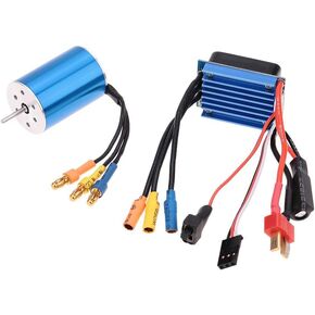 KingVal Replacement 2435 3300KV Sensorless Brushless Motor Shaft 2.0mm with 25A Brushless ESC Compatible with 1/16 1/18 RC Car