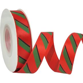 25 ياردة عيد الميلاد شريط الشريط 5/8 بوصة أحمر أخضر عيد الميلاد حلوى قصب أشرطة حك شريط نسيج مخطط لشجرة عيد الميلاد ديكور هدية التفاف إكليل القوس DIY الحرفية in Kuwait