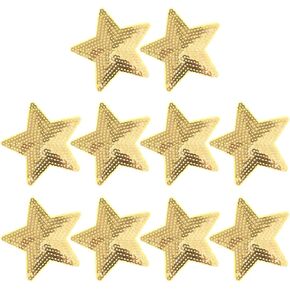 10 Pcs Star Iron on Patch: 3.5Inch Sew on Star Embroidered Patches Sequin Star for Clothes Hats Jackets Backpacks Star Decor Appliques Decoration(Gold)
