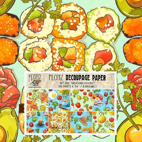 Decoupage Paper Pack (24 Sheets 6"x6") Dinner is Served # Vintage Styled Pattern Paper for Decoupage, Craft and Scrapbooking in Kuwait