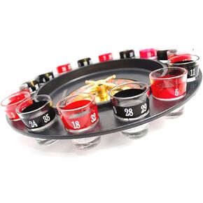 Shot Glass Roulette - Drinking Game Set (2 Balls and 16 Glasses)