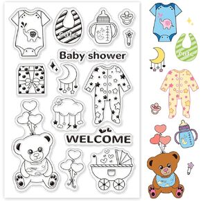 ختم ختم سيليكون شفاف ترحيب الطفل طوابع شفافة من GLOBLELAND لصنع البطاقات وتزيين سجل القصاصات DIY in Kuwait