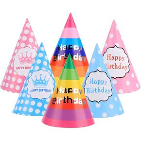 30 قطعة من قبعات حفلات أعياد الميلاد بألوان قوس قزح، قبعات ورقية مخططة ملونة بتصميم مخروطي الشكل، قبعة عيد ميلاد للأطفال والكبار in Kuwait