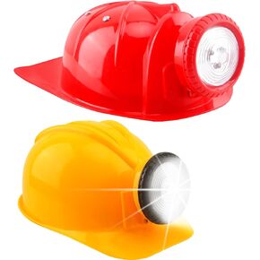 Cotiny 2 Pack Kids Construction Hat Miner Costume Helmet with Light for Boys Girls Dress Up Halloween Party Supplies