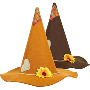 Geyoga 2 Pieces Scarecrow Hat Felt Scarecrow Costume Accessory for Halloween Costume Party, 2 Colors, for Age over 12 in Kuwait