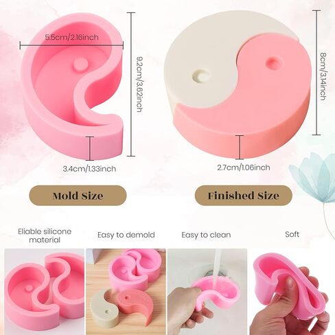 ONNPNN Tai Chi سيليكون العفن، قالب شمعة يين يانغ، قوالب راتنج ايبوكسي رمز تاي تشي، قالب فوندانت، إبداعي يين يانغ صناعة يدوية لتزيين الهدايا in Kuwait