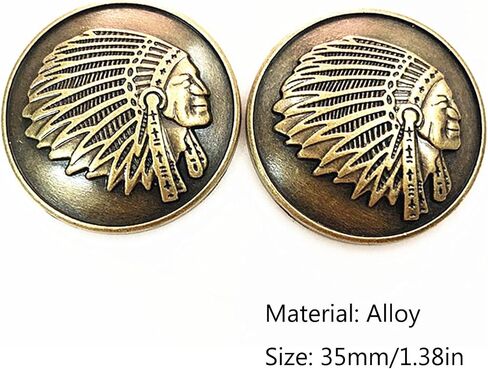 3pcs Heavy Brass Handmade DIY Southeast Tribal Indian Chief Head Leathercraft Saddles Bridle Concho for Purse Handbag Belt Screw Back (Antique Gold) in Kuwait