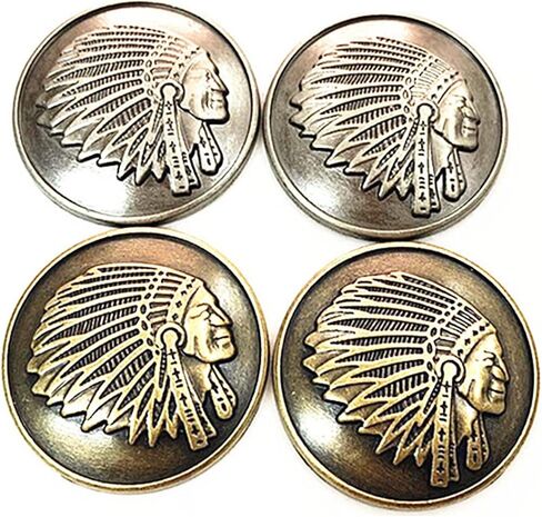 3pcs Heavy Brass Handmade DIY Southeast Tribal Indian Chief Head Leathercraft Saddles Bridle Concho for Purse Handbag Belt Screw Back (Antique Gold) in Kuwait