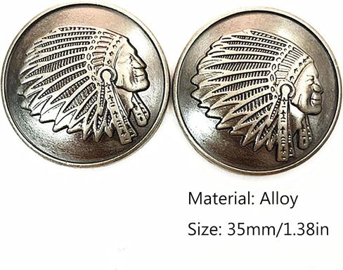 3pcs Heavy Brass Handmade DIY Southeast Tribal Indian Chief Head Leathercraft Saddles Bridle Concho for Purse Handbag Belt Screw Back (Antique Gold) in Kuwait