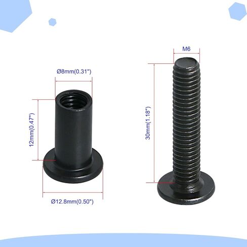Aopin Scrapbook Photo Albums Screw Post Fit for 5/16"(8mm) Hole Dia, Male M6x10mm Belt Buckle Binding Bolts for Binding Leather Saddles Purses Belt Repair Carbon Steel Spraying, Black, 10 Sets in Saudi Arabia