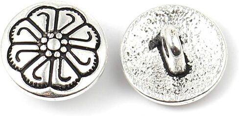 10PC Metal Sewing Shank Buttons, Antiqued Copper Spray Painted Blue Flower Pattern Round Button 15mm(5/8") in Kuwait