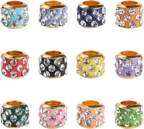 100 قطعة تشكيلة كريستال حجر الراين تمهيد الخرز الأوروبي ثقب كبير رونديل سحر سوار ثعبان سلسلة الخرز مع لون معدني مطلي لمستلزمات صنع المجوهرات (3 صفوف مختلطة 11 مم، أنبوب فضي) in Kuwait