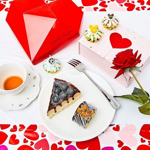 مفرش طاولة عيد الحب البلاستيكي للاستعمال مرة واحدة، غطاء طاولة متعدد الألوان على شكل قلوب لمستلزمات حفلات عيد الحب، مقاس 42 × 70 بوصة (2) in Saudi Arabia