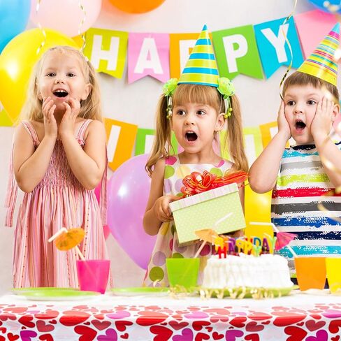 مفرش طاولة عيد الحب البلاستيكي للاستعمال مرة واحدة، غطاء طاولة متعدد الألوان على شكل قلوب لمستلزمات حفلات عيد الحب، مقاس 42 × 70 بوصة (2) in Saudi Arabia