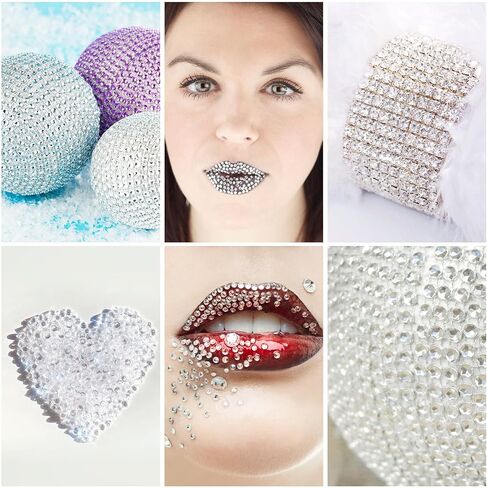 Clear Rhinestone Stickers Self Adhesive, 2210 Pieces Shiny Diamond Sticker for Face, 7 Sizes 3-4-5-6-7-8-10mm, Beauty, Makeup, Nail Art, Mobile Phone, Wedding Hair Decoration, DIY Crafts in Kuwait
