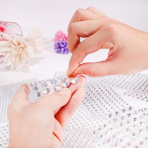Clear Rhinestone Stickers Self Adhesive, 2210 Pieces Shiny Diamond Sticker for Face, 7 Sizes 3-4-5-6-7-8-10mm, Beauty, Makeup, Nail Art, Mobile Phone, Wedding Hair Decoration, DIY Crafts in Kuwait