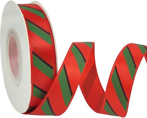 25 ياردة عيد الميلاد شريط الشريط 5/8 بوصة أحمر أخضر عيد الميلاد حلوى قصب أشرطة حك شريط نسيج مخطط لشجرة عيد الميلاد ديكور هدية التفاف إكليل القوس DIY الحرفية in Kuwait