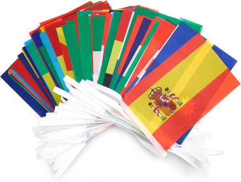80 ft International Flags of the World Banner with 100 Countries, Hanging Multicultural Party Decorations (5.2 x 8.2 Inch Flags) in Saudi Arabia