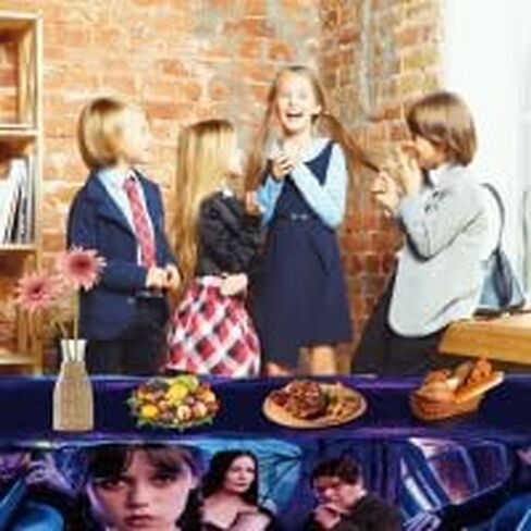 alotfs 2 Pcs Wednesday TV Show Happy Birthday Tablecloth, 70 x 42 Inch Wednesday TV Show Plastic Tablecloth, Wednesday TV Show Party Supplies Decorations Table Cover in Kuwait