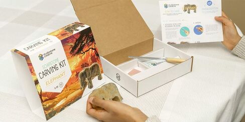 مجموعة نحت حجر الصابون الإبداعي على شكل فيل من ستوديو ستون للفنون والحرف اليدوية للأطفال البالغين in Kuwait