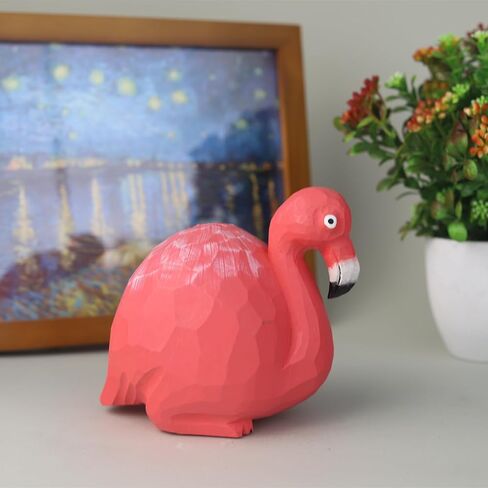 ARSTRIA مصنوع يدويًا على شكل فلامنغو على شكل خنزير بنك المال صندوق توفير المال، صندوق خشبي للعملات المعدنية، زخرفة سطح المكتب، وعاء توفير التماثيل القابلة للجمع للطلاب هدية لغرفة المعيشة بطول 5.9 بوصة in Kuwait