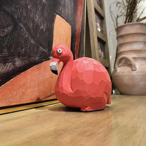 ARSTRIA مصنوع يدويًا على شكل فلامنغو على شكل خنزير بنك المال صندوق توفير المال، صندوق خشبي للعملات المعدنية، زخرفة سطح المكتب، وعاء توفير التماثيل القابلة للجمع للطلاب هدية لغرفة المعيشة بطول 5.9 بوصة in Kuwait