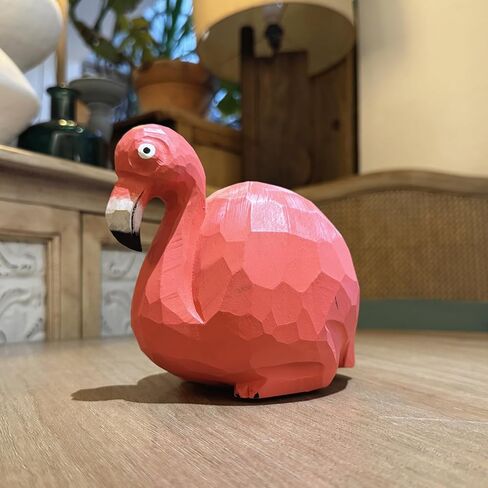 ARSTRIA مصنوع يدويًا على شكل فلامنغو على شكل خنزير بنك المال صندوق توفير المال، صندوق خشبي للعملات المعدنية، زخرفة سطح المكتب، وعاء توفير التماثيل القابلة للجمع للطلاب هدية لغرفة المعيشة بطول 5.9 بوصة in Kuwait