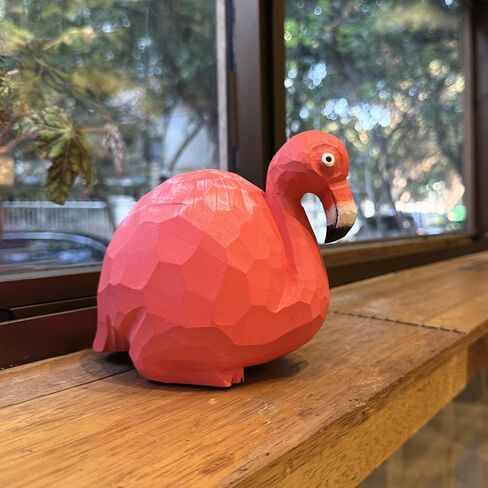 ARSTRIA مصنوع يدويًا على شكل فلامنغو على شكل خنزير بنك المال صندوق توفير المال، صندوق خشبي للعملات المعدنية، زخرفة سطح المكتب، وعاء توفير التماثيل القابلة للجمع للطلاب هدية لغرفة المعيشة بطول 5.9 بوصة in Kuwait