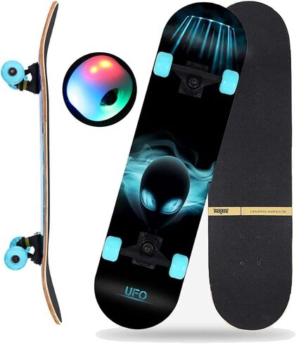Skateboards for Beginners Kids Boys Girls and Adults 31"x8" Pro Complete Skateboard 8 Layers Maple Wood, Double Kick Concave, Fascinating Cool, Solid&Durable in Saudi Arabia