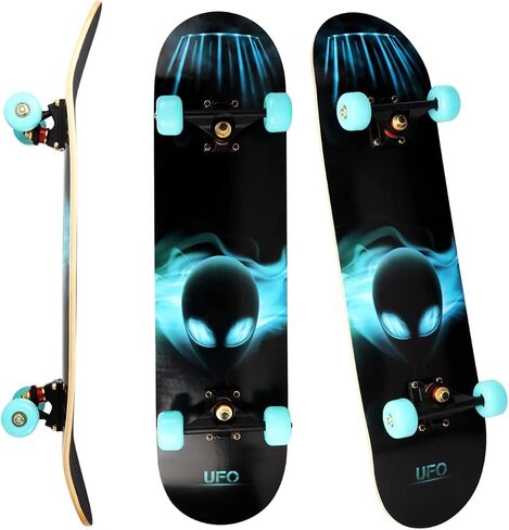 Skateboards for Beginners Kids Boys Girls and Adults 31"x8" Pro Complete Skateboard 8 Layers Maple Wood, Double Kick Concave, Fascinating Cool, Solid&Durable in Saudi Arabia