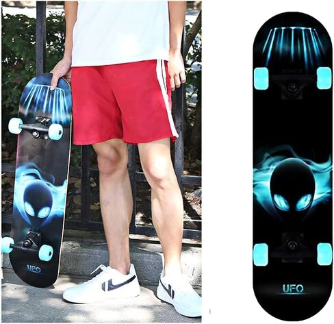 Skateboards for Beginners Kids Boys Girls and Adults 31"x8" Pro Complete Skateboard 8 Layers Maple Wood, Double Kick Concave, Fascinating Cool, Solid&Durable in Saudi Arabia