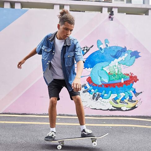 Skateboards for Beginners Kids Boys Girls and Adults 31"x8" Pro Complete Skateboard 8 Layers Maple Wood, Double Kick Concave, Fascinating Cool, Solid&Durable in Saudi Arabia