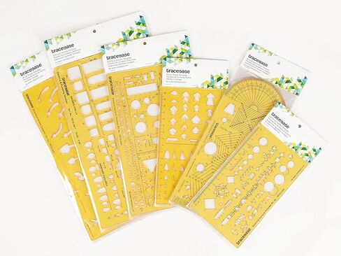 Traceease Engineering, Electrical & Arrow Multi-Pattern Template Stencil Drafting Tools- Pack of 6 Pieces in Kuwait