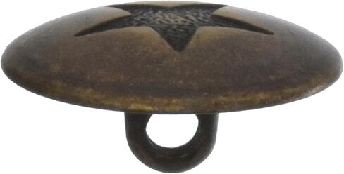 Mibo 10pcs Zinc Die Cast Shank Button - Debossed Military Star - 24L(15mm) - Antique Brass in Saudi Arabia