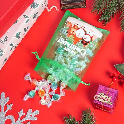choyaxo 100PCS Christmas Organza Bags Santa Christmas tree Print Satin Drawstring Candy Jewelry Bags for Christmas Drawstring Gift Bags 4 x 6 Inches/10 * 15cm, 10 Styles in Saudi Arabia