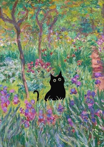 FOXKISS Black Cat Diamond Art Painting Kits for Adults, Full Drill Diamond Dots Paintings for Beginners, Round 5D Paint with Diamonds Pictures Gem Art Painting Kits DIY Crafts Kits 12x16inch in Kuwait