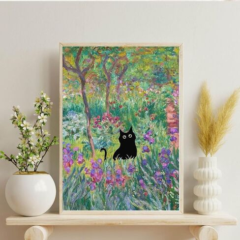 FOXKISS Black Cat Diamond Art Painting Kits for Adults, Full Drill Diamond Dots Paintings for Beginners, Round 5D Paint with Diamonds Pictures Gem Art Painting Kits DIY Crafts Kits 12x16inch in Kuwait