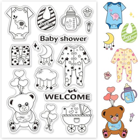 ختم ختم سيليكون شفاف ترحيب الطفل طوابع شفافة من GLOBLELAND لصنع البطاقات وتزيين سجل القصاصات DIY in Kuwait